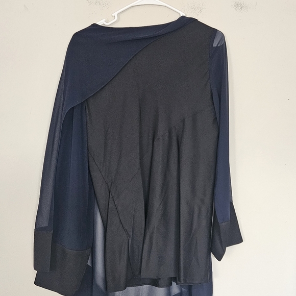 Donna Karan New York Blue Black Mother Of The Bride Draped Top Size S - Picture 10 of 10